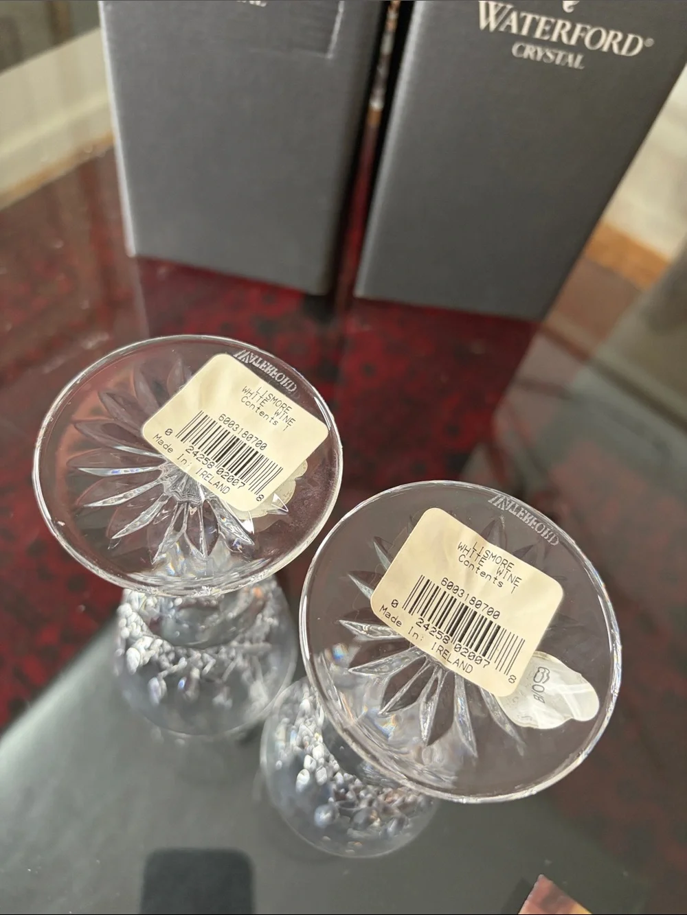 Waterford Lismore Set of 2 White Wine Glasses – Vintage Ireland 1996 NIB